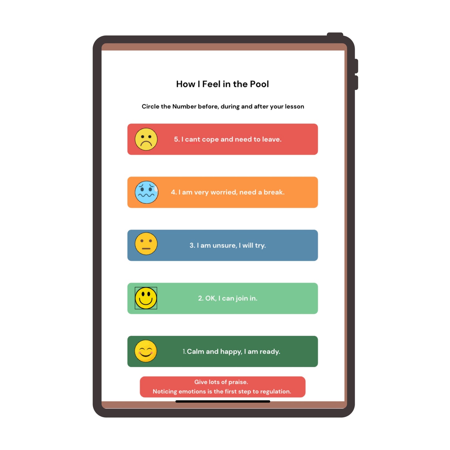 How I Feel in the Pool, a Feelings Scale for Swimmers (Free)