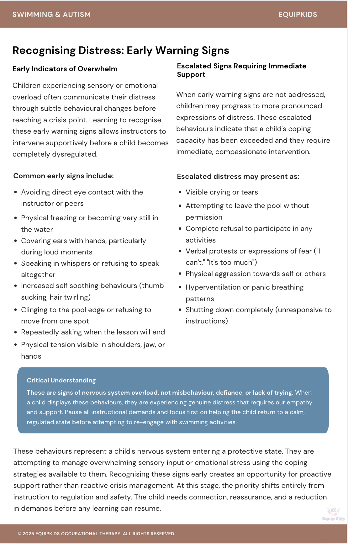 Partnering With Swim Instructors, a Teacher Guide for Supporting Diverse Learners